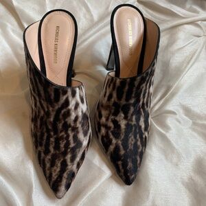 NWOB Nicholas Kirkwood Leopard print Animal Hair Mule Heels sz 39